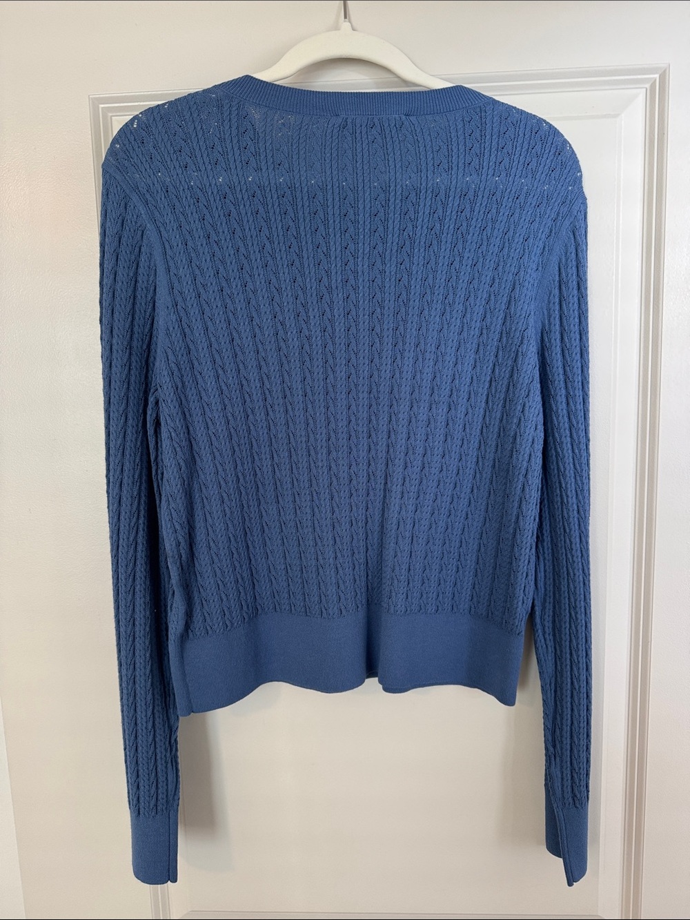 LOFT Blue Cable-Knit Button Cardigan Sweater NWT - Picture 3 of 3
